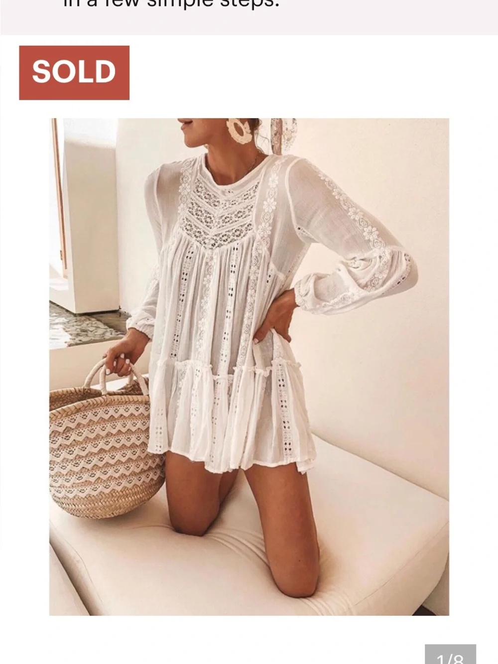 NWT Free People Kiss Kiss Tunic L Large White